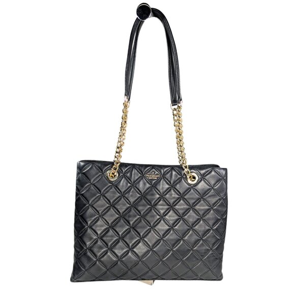 Kate Spade Black Quilted Leather Natalie Gold Chain Tote - Picture 1 of 10